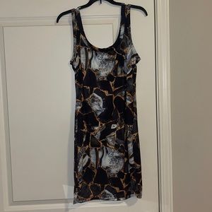 Black, gold, silver tank dress size XL/12